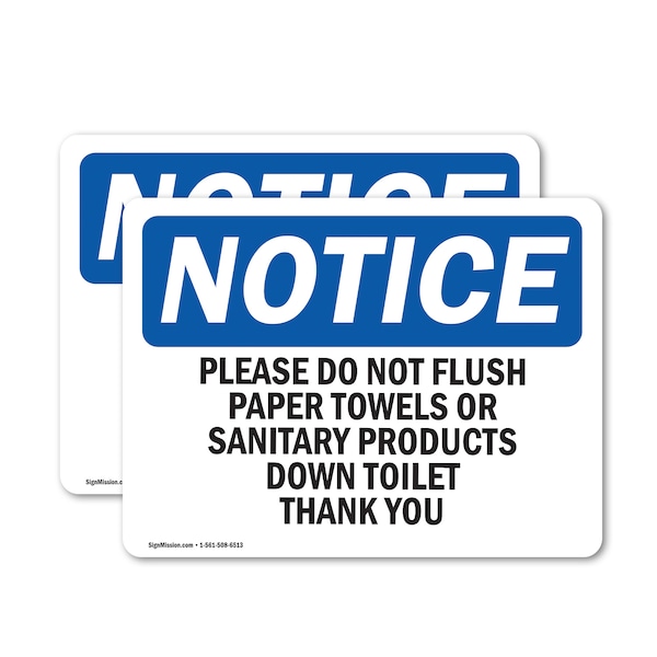 Signmission Please Do Not Flush Paper Towels Or Sanitary, 5 in W x Rectangle, Vinyl Decal OS-2PACK-NS-D-35-L-17381 - main